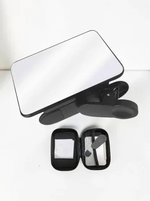 CarPhoneCradle Smartphone Camera Reflection Mirror Kit, Glass and PVC Construction, Adjustable Clip-On Design