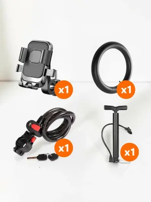 CarPhoneCradle Bicycle Accessory Kit with Phone Holder, Inner Tube, Cable Lock, and Hand Pump