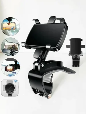 CarPhoneCradle 360 Degree Rotatable Car Phone Holder, ABS and Steel Dashboard Clip, 10x10x16cm